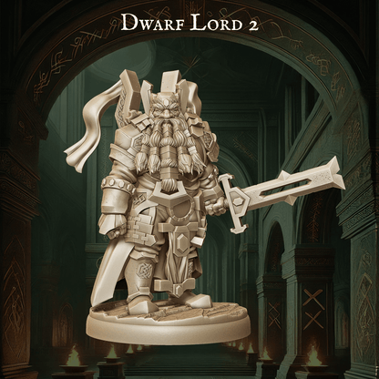 Army of Dwarf Lords - 12 Poses | Noble Dwarf Miniatures | DnD Commander Wargaming Set - Plague Miniatures