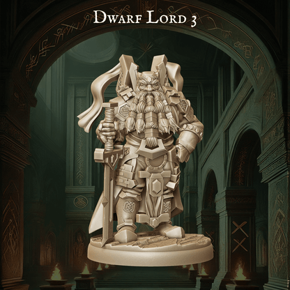 Army of Dwarf Lords - 12 Poses | Noble Dwarf Miniatures | DnD Commander Wargaming Set - Plague Miniatures