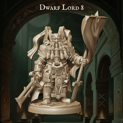 Army of Dwarf Lords - 12 Poses | Noble Dwarf Miniatures | DnD Commander Wargaming Set - Plague Miniatures