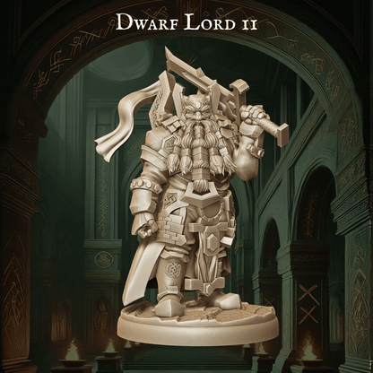 Army of Dwarf Lords - 12 Poses | Noble Dwarf Miniatures | DnD Commander Wargaming Set - Plague Miniatures