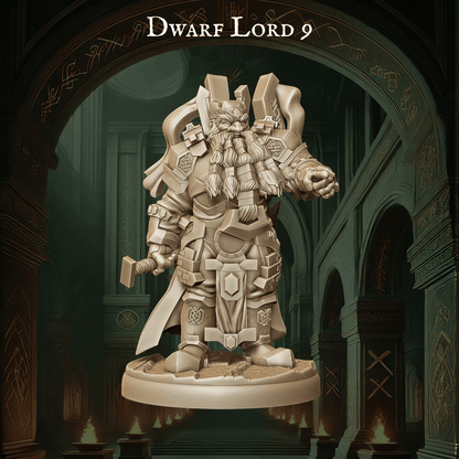 Army of Dwarf Lords - 12 Poses | Noble Dwarf Miniatures | DnD Commander Wargaming Set - Plague Miniatures