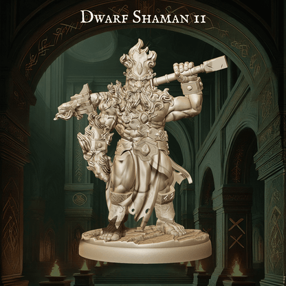 Army of Dwarf Shaman - 12 Poses | Mystical Dwarf Miniatures | DnD Tabletop Wargaming Set - Plague Miniatures
