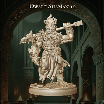 Army of Dwarf Shaman - 12 Poses | Mystical Dwarf Miniatures | DnD Tabletop Wargaming Set - Plague Miniatures