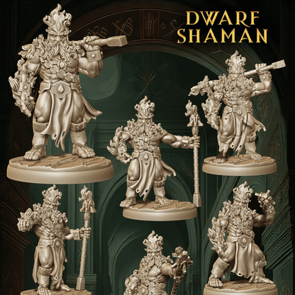 Army of Dwarf Shaman - 12 Poses | Mystical Dwarf Miniatures | DnD Tabletop Wargaming Set - Plague Miniatures