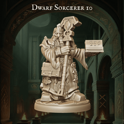 Army of Dwarf Sorcerer - 12 Poses | Arcane Dwarf Miniatures | DnD Spellcaster Wargaming Set - Plague Miniatures