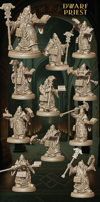 Army of Dwarf Sorcerer - 12 Poses | Arcane Dwarf Miniatures | DnD Spellcaster Wargaming Set - Plague Miniatures
