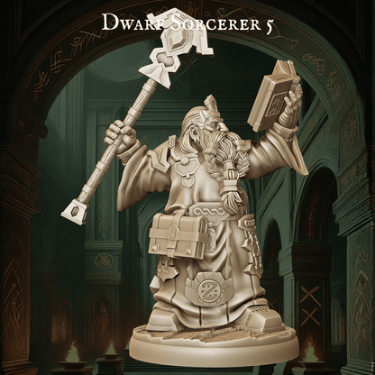 Army of Dwarf Sorcerer - 12 Poses | Arcane Dwarf Miniatures | DnD Spellcaster Wargaming Set - Plague Miniatures