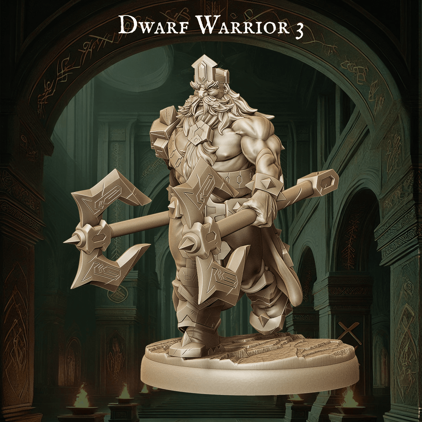 Army of Dwarf Warriors - 12 Poses | Axe-Wielding Dwarf Miniatures | DnD Tabletop Wargaming Set - Plague Miniatures