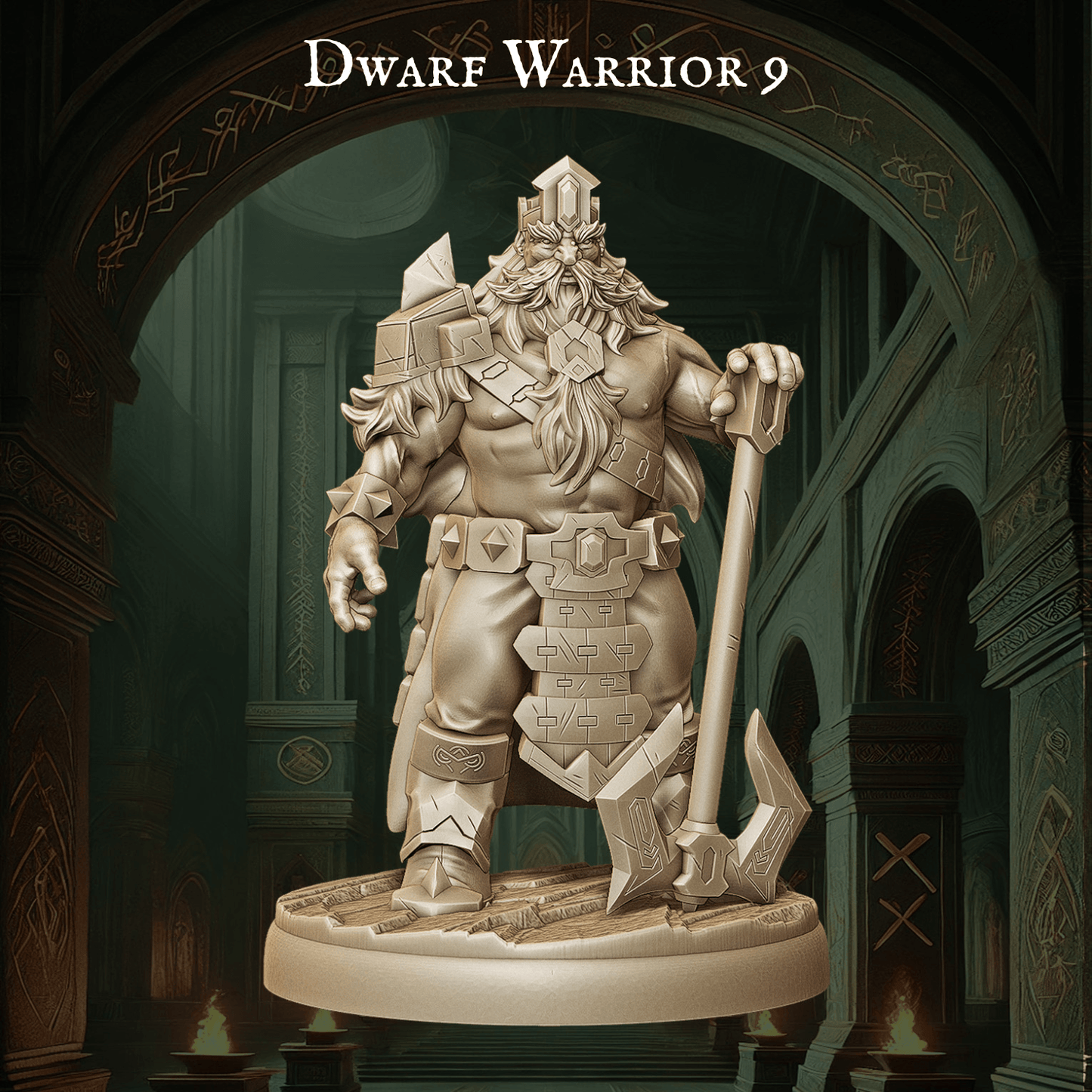 Army of Dwarf Warriors - 12 Poses | Axe-Wielding Dwarf Miniatures | DnD Tabletop Wargaming Set - Plague Miniatures