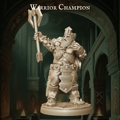 Army of Dwarf Warriors - 12 Poses | Axe-Wielding Dwarf Miniatures | DnD Tabletop Wargaming Set - Plague Miniatures