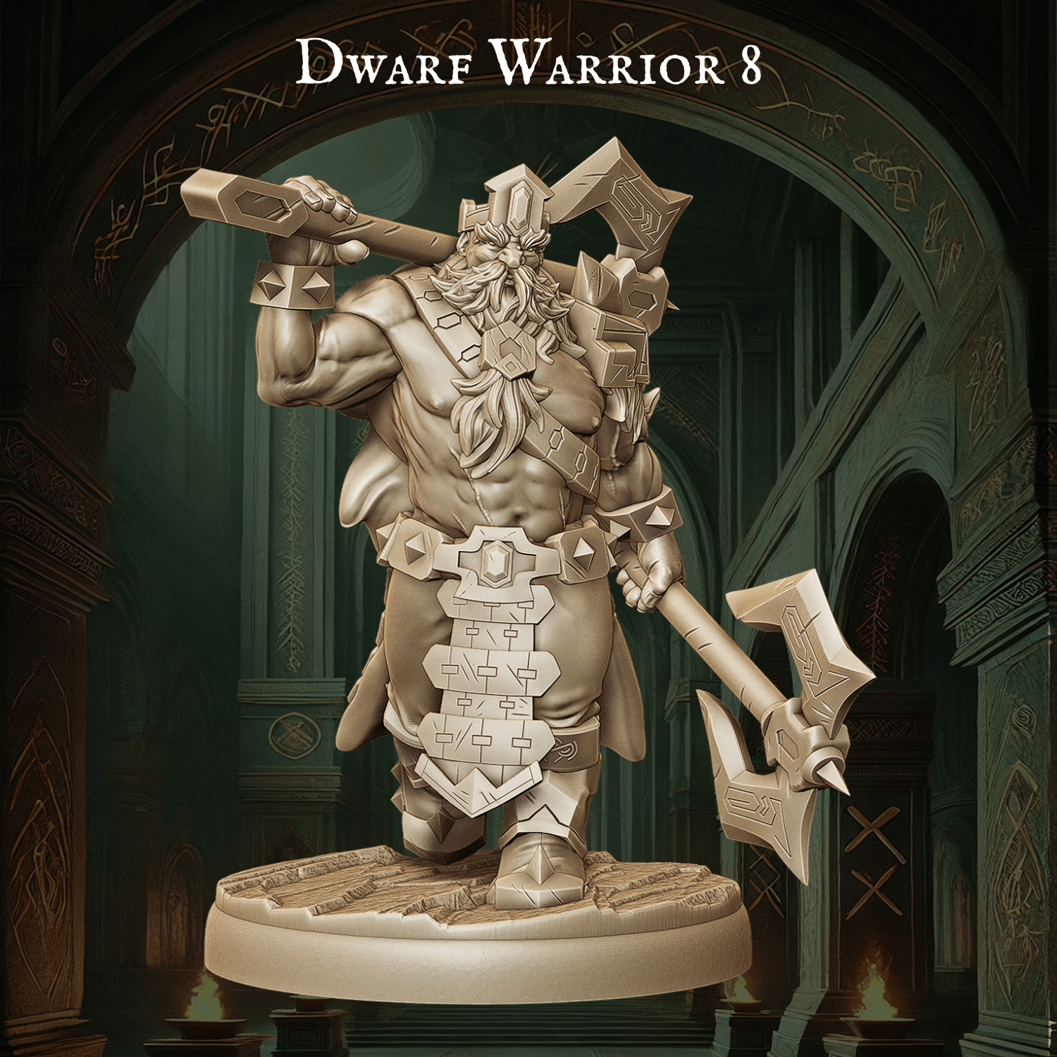 Army of Dwarf Warriors - 12 Poses | Axe-Wielding Dwarf Miniatures | DnD Tabletop Wargaming Set - Plague Miniatures