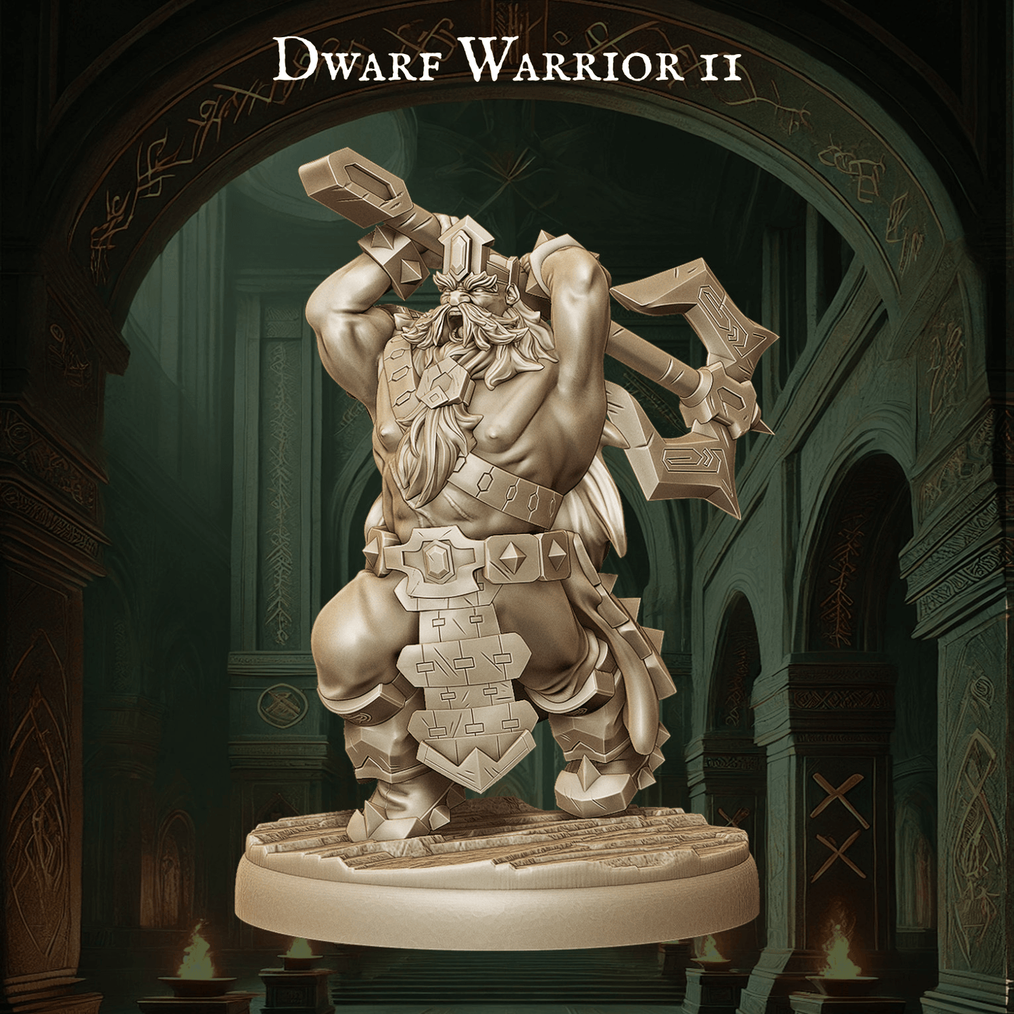 Army of Dwarf Warriors - 12 Poses | Axe-Wielding Dwarf Miniatures | DnD Tabletop Wargaming Set - Plague Miniatures