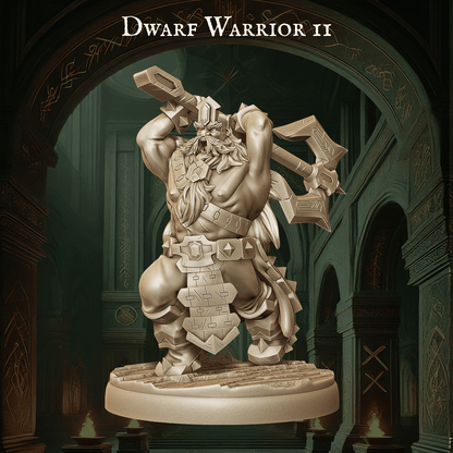 Army of Dwarf Warriors - 12 Poses | Axe-Wielding Dwarf Miniatures | DnD Tabletop Wargaming Set - Plague Miniatures