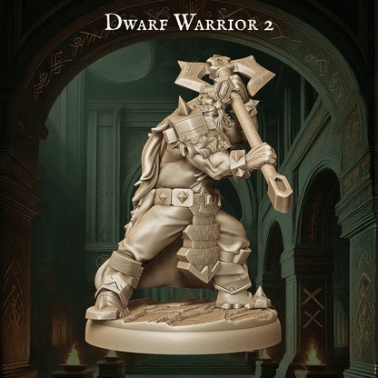 Army of Dwarf Warriors - 12 Poses | Axe-Wielding Dwarf Miniatures | DnD Tabletop Wargaming Set - Plague Miniatures