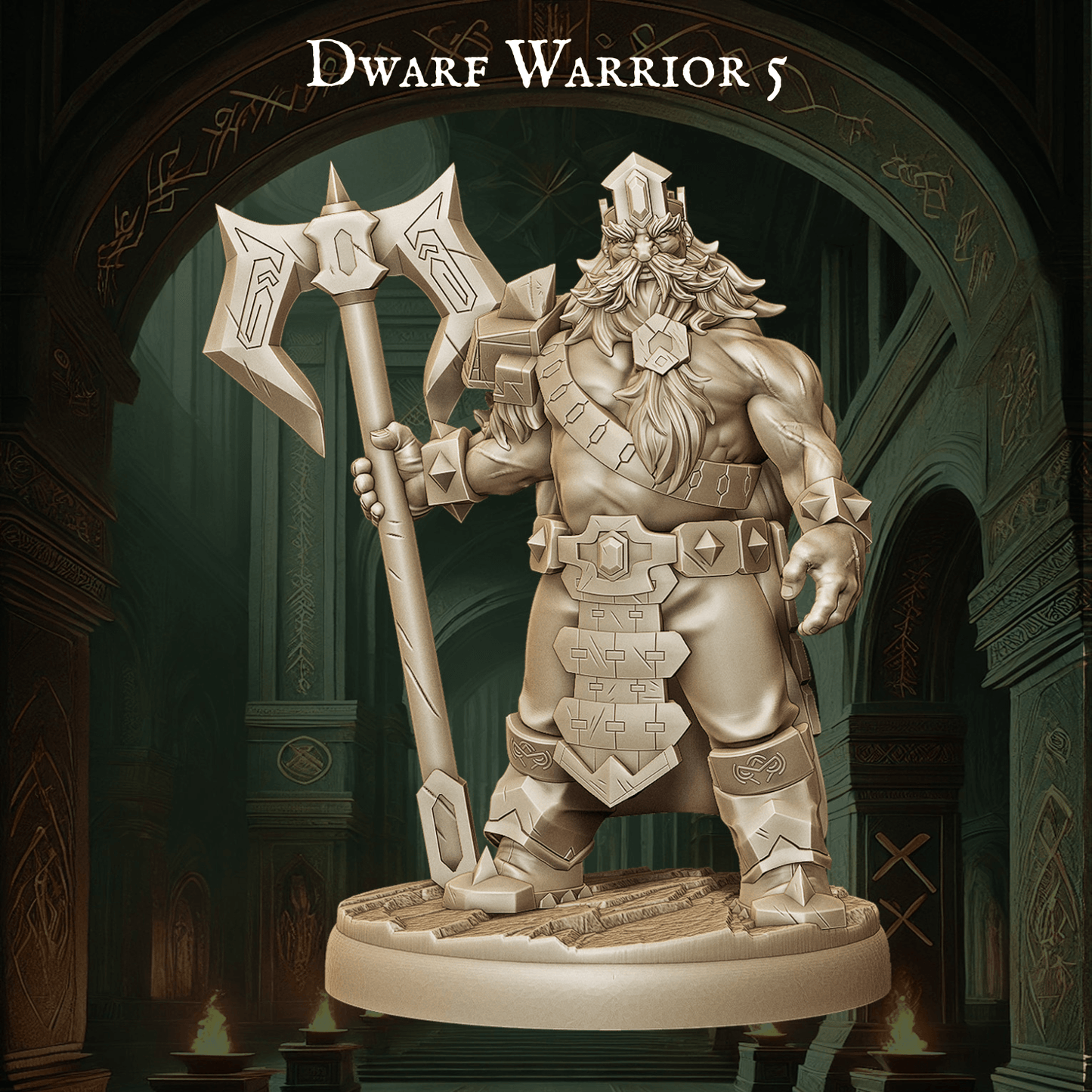 Army of Dwarf Warriors - 12 Poses | Axe-Wielding Dwarf Miniatures | DnD Tabletop Wargaming Set - Plague Miniatures
