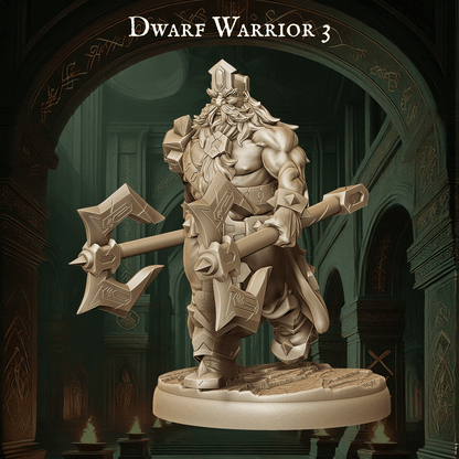 Army of Dwarf Warriors - 12 Poses | Axe-Wielding Dwarf Miniatures | DnD Tabletop Wargaming Set - Plague Miniatures
