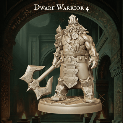 Army of Dwarf Warriors - 12 Poses | Axe-Wielding Dwarf Miniatures | DnD Tabletop Wargaming Set - Plague Miniatures