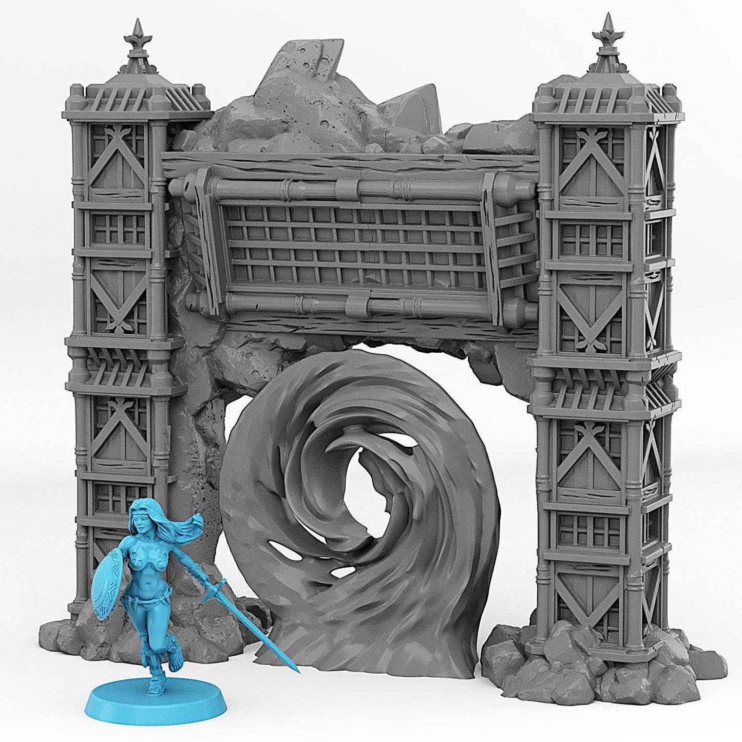 Asian Temple Portal Miniature | Medieval Magic Effect Dungeon Terrain Prop | 28mm or 32mm Scale - Plague Miniatures