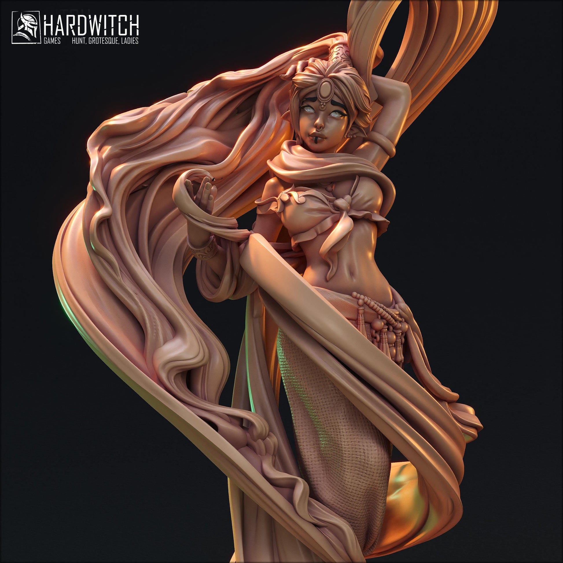 Asullah Maaghikar, Enchantress of Dark Wishes NSFW Nude Option | Seductive Djinn Genie Miniature | 32mm Scale or 75mm Scale - Plague Miniatures