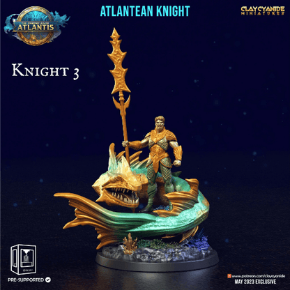 Atlantean Knight Miniature | Aquatic Fantasy Collectible for DnD | 32mm Scale - Plague Miniatures