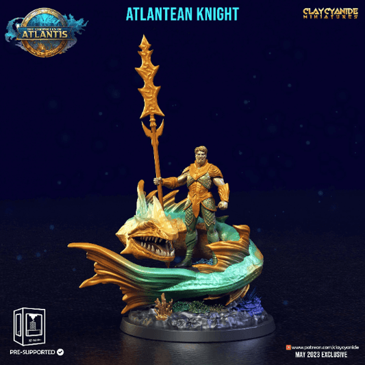 Atlantean Knight Miniature | Guardian of the Sunken Realms | 32mm Scale - Plague Miniatures
