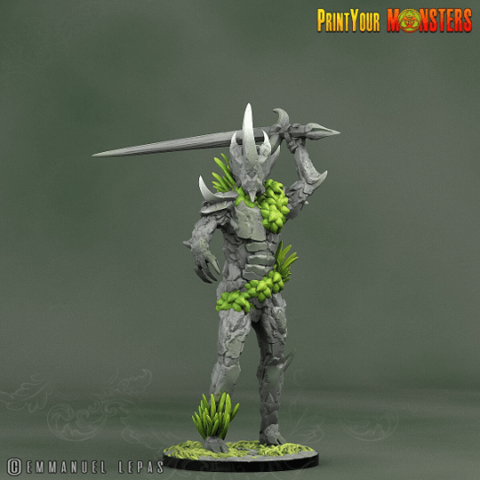 Attacking Rock Soldier Monster Miniature with sword | Print Your Monsters | Tabletop gaming | DnD Miniature | Dungeons and Dragons, DnD Warrior Fighter - Plague Miniatures shop for DnD Miniatures