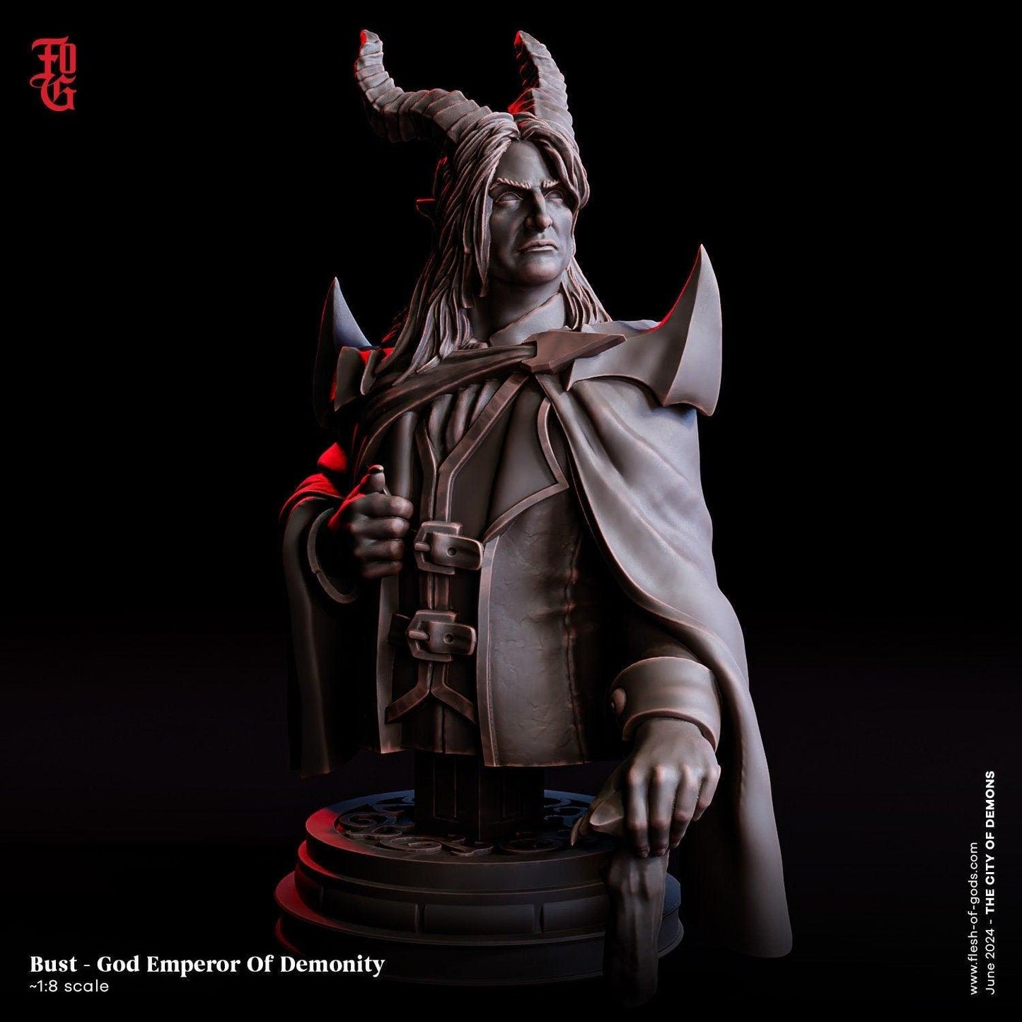 Aurus, God Emperor of Demonity Bust | Supreme Demon Ruler Statue - Plague Miniatures