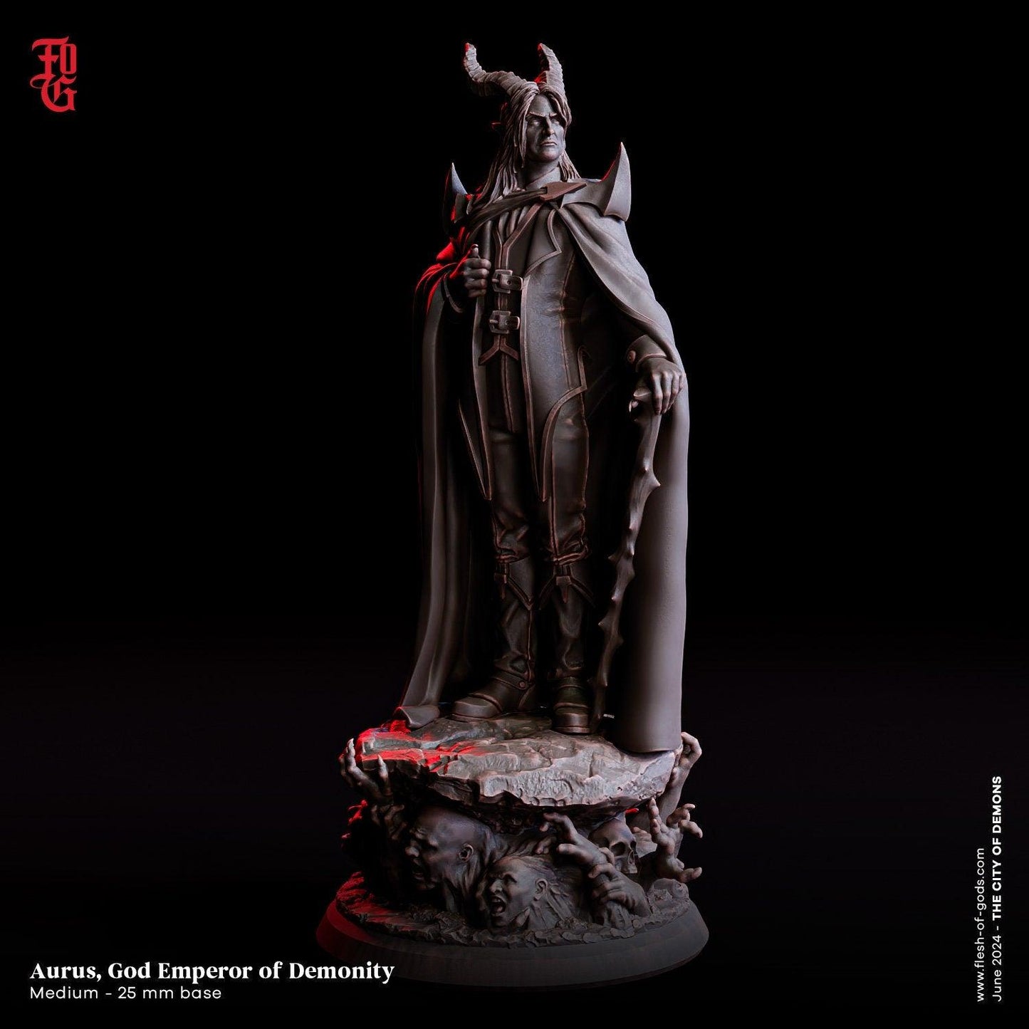 Aurus, God Emperor of Demonity Bust | Supreme Demon Ruler Statue - Plague Miniatures