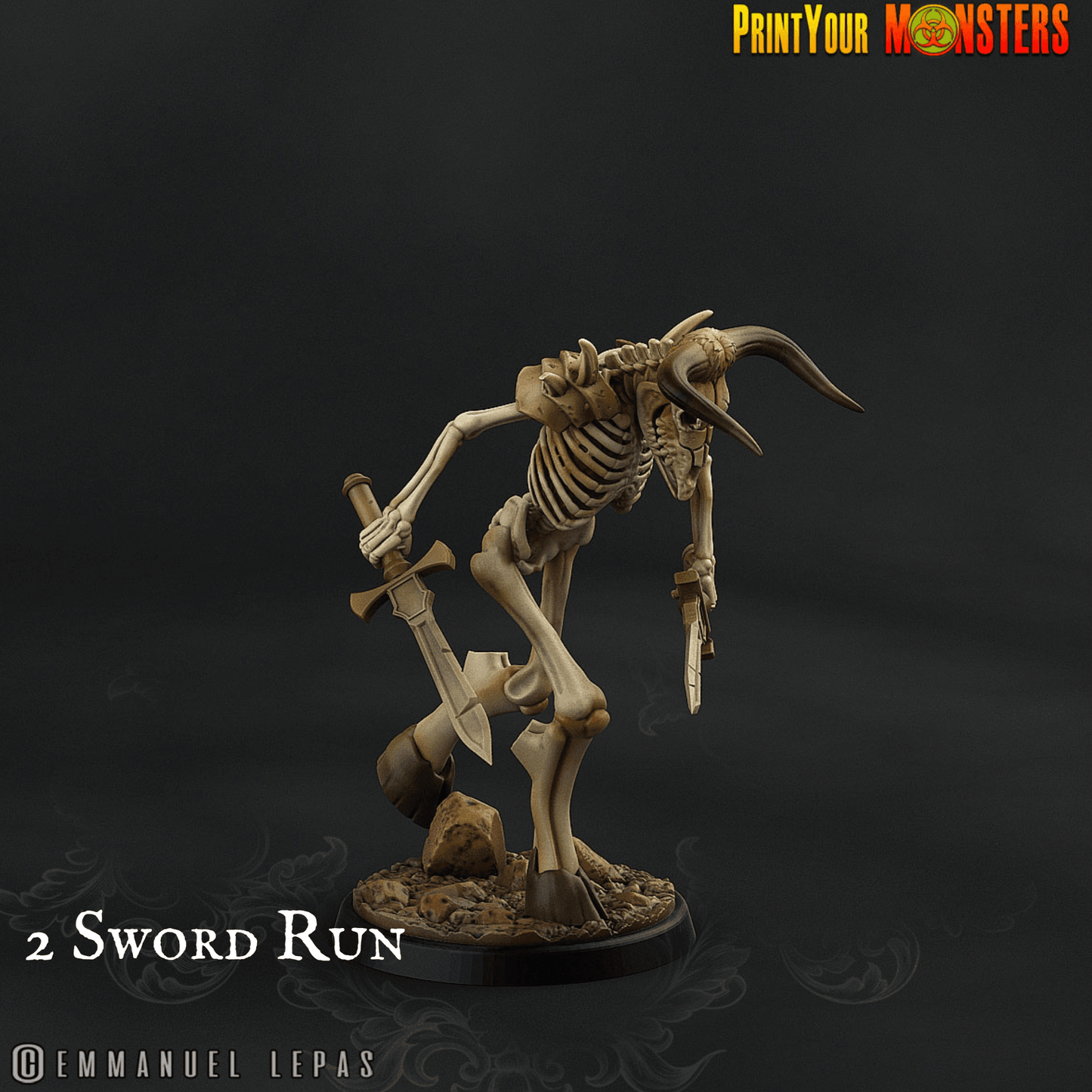Axe and Shield Skeletal Minotaur Miniature | Undead Monster Figurine DnD 5e - Plague Miniatures