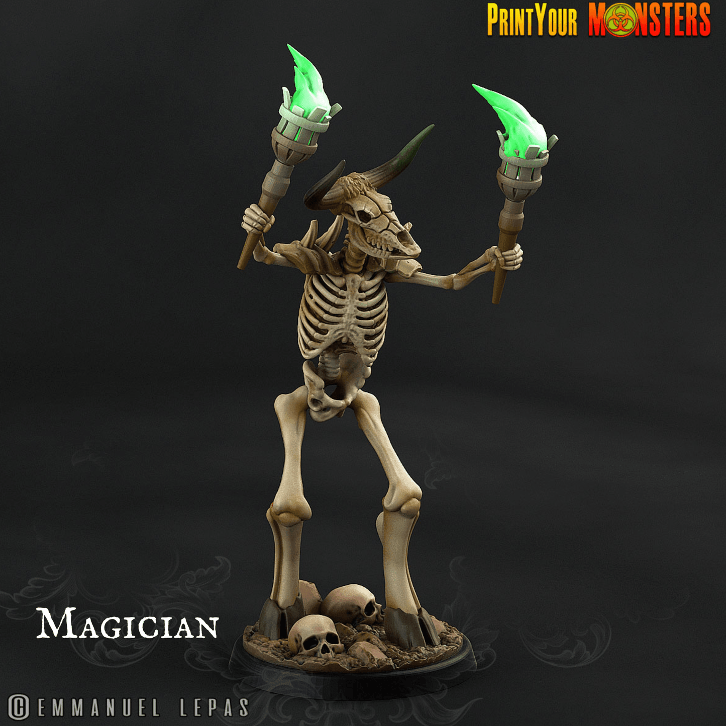 Axe and Shield Skeletal Minotaur Miniature | Undead Monster Figurine DnD 5e - Plague Miniatures