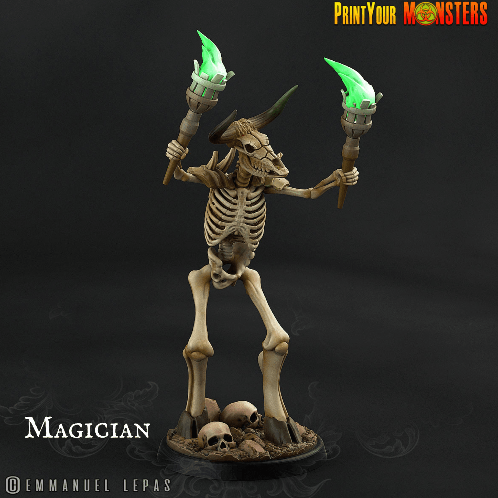 Axe and Shield Skeletal Minotaur Miniature | Undead Monster Figurine DnD 5e - Plague Miniatures