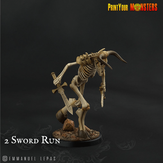Axe Attack Skeletal Minotaur Miniature | Undead Monster Figurine DnD 5e - Plague Miniatures