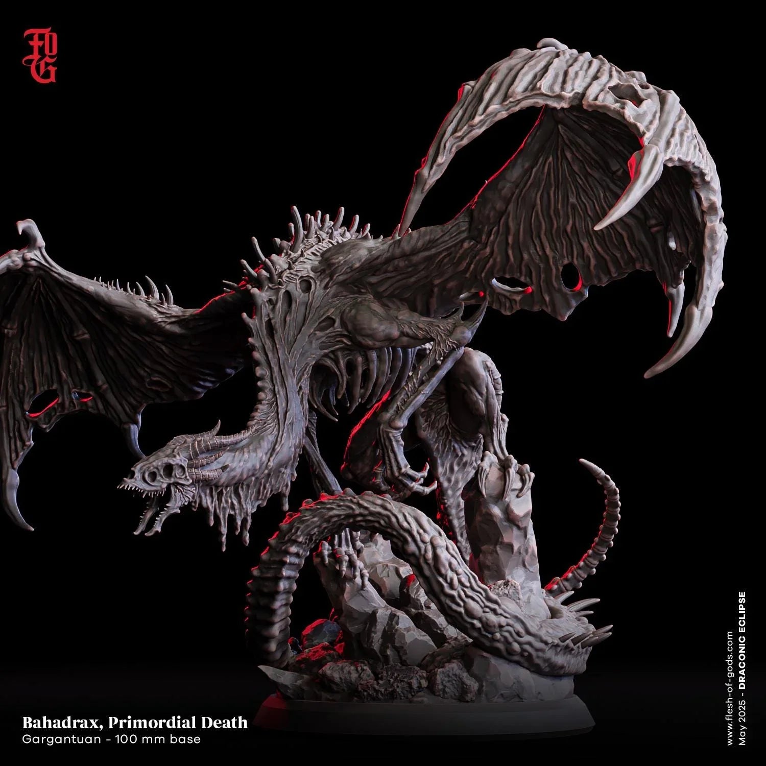 Bahadrax, Primordial Death Dragon | Gargantuan Monster Miniature | 100mm Base - Plague Miniatures