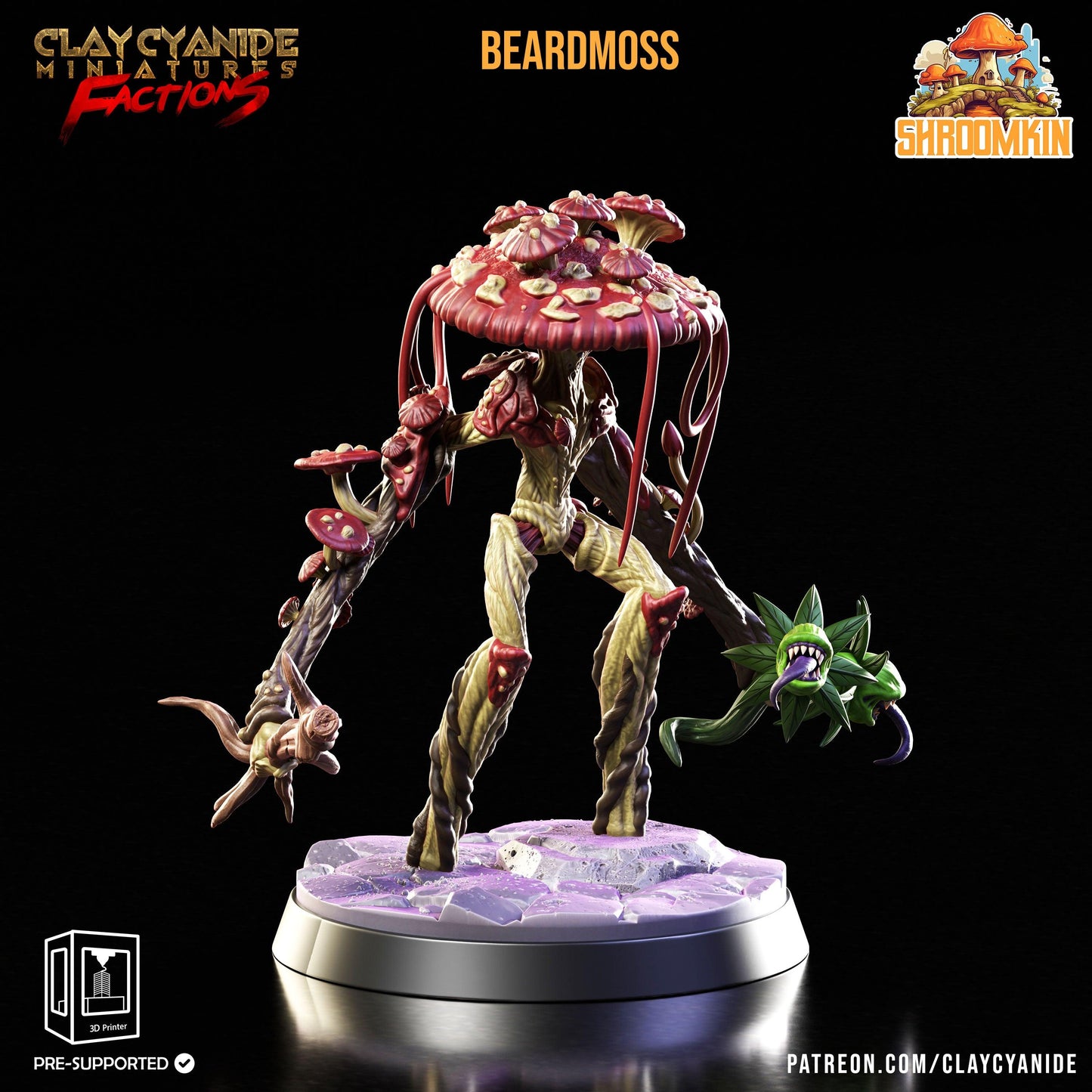 Beardmoss Shroomfolk Miniature | Myconid Fungus Folk of Enchanted Woodlands | 32mm Scale - Plague Miniatures