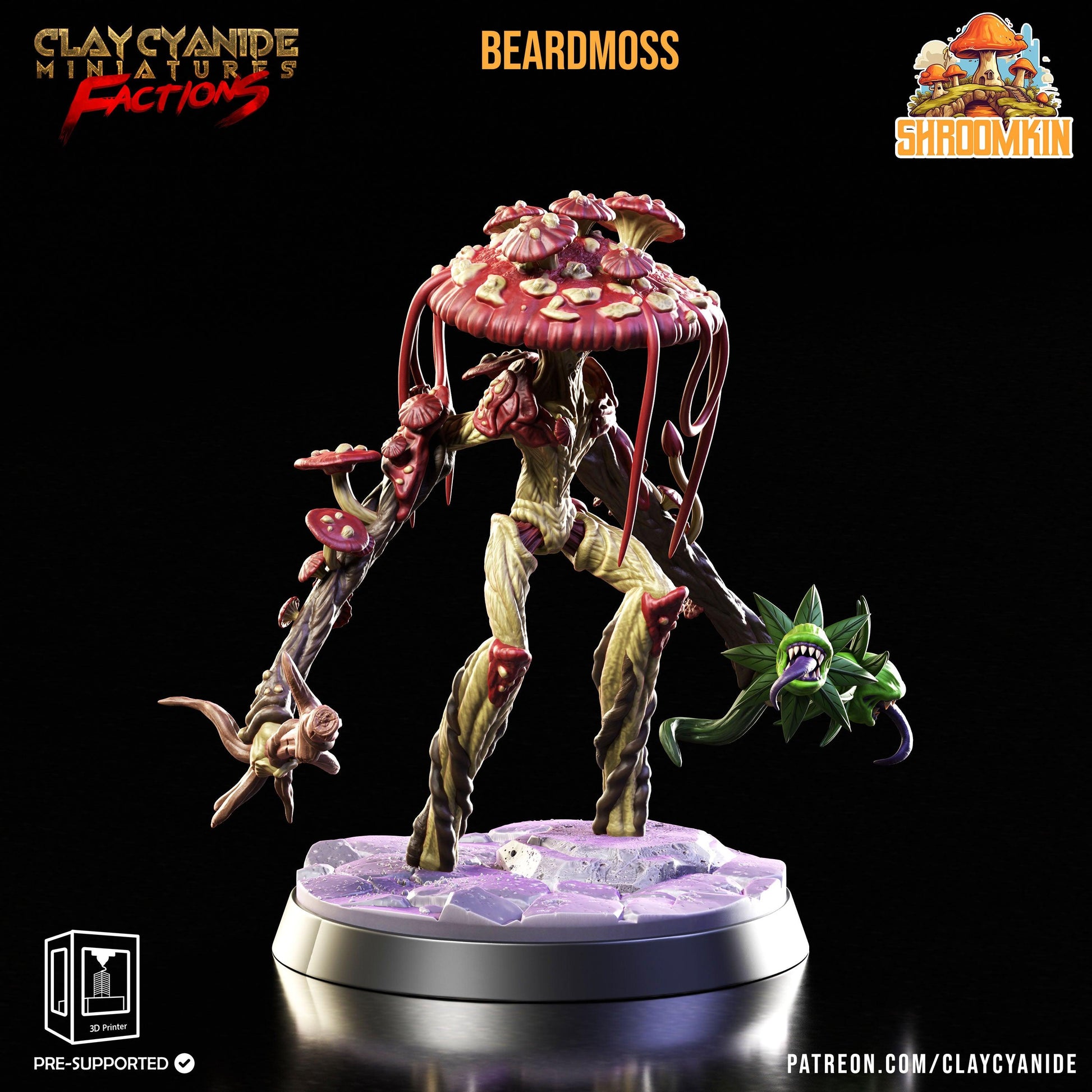 Beardmoss Shroomfolk Miniature | Myconid Fungus Folk of Enchanted Woodlands | 32mm Scale - Plague Miniatures