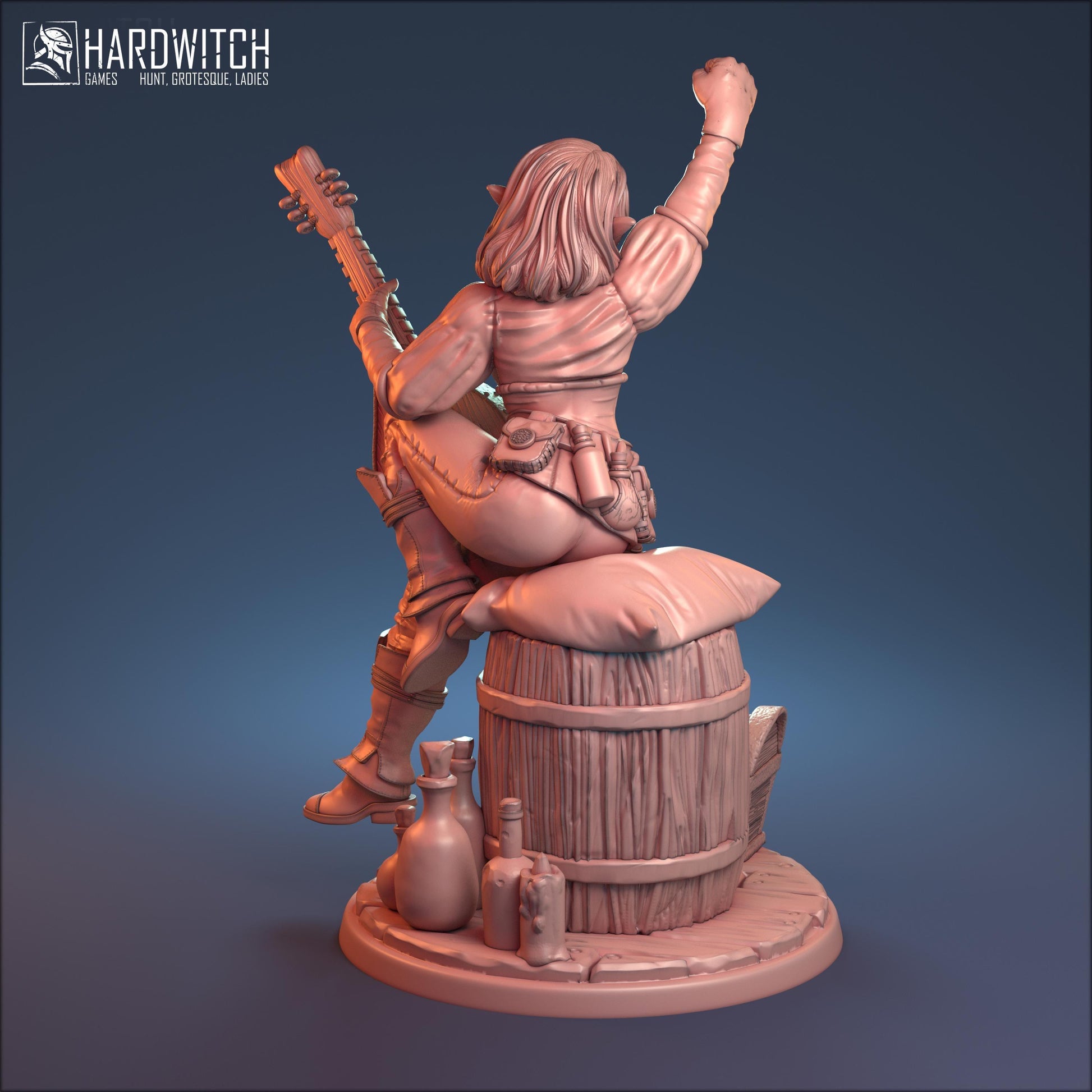 Bella, Enchanting Elf Bard Nude NSFW Option | Alluring Songstress Miniature | 32mm or 75mm - Plague Miniatures
