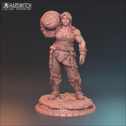 Bianka, Female Barmaid Miniature | NPC Tavern Keeper | 32mm Scale or 75mm Scale - Plague Miniatures