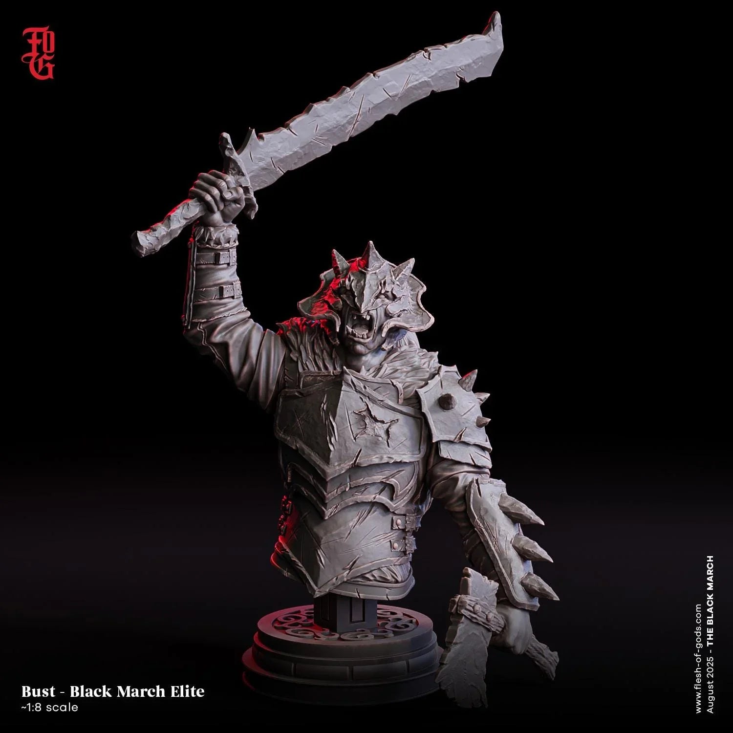 Black March Elite | Orc Fighter Miniature | 32mm Scale - Plague Miniatures