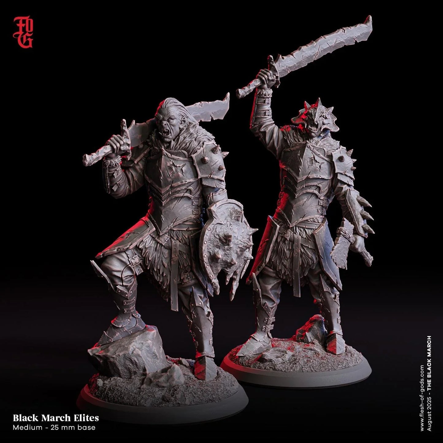 Black March Elite | Orc Fighter Miniature | 32mm Scale - Plague Miniatures