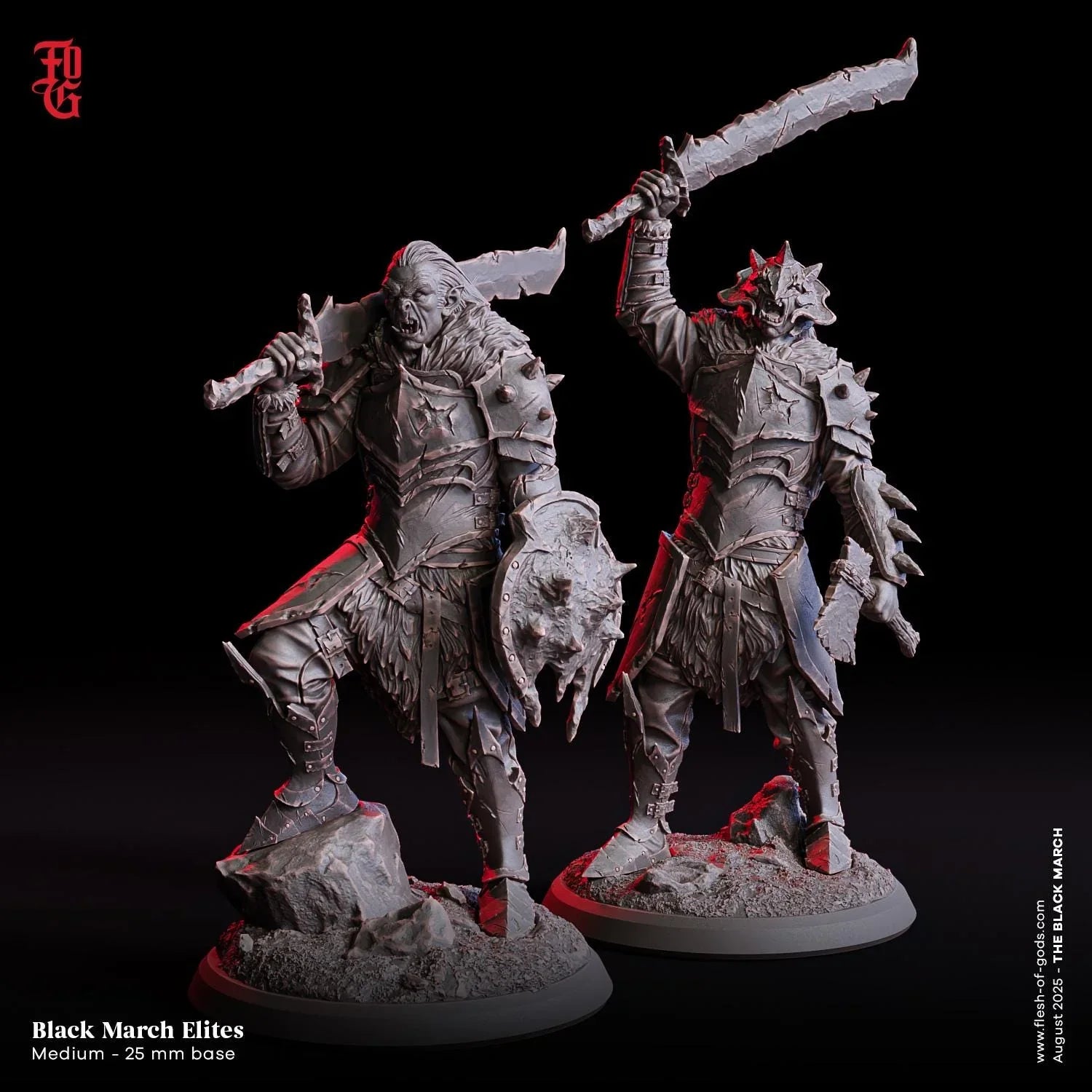 Black March Elite | Orc Fighter Miniature | 32mm Scale - Plague Miniatures