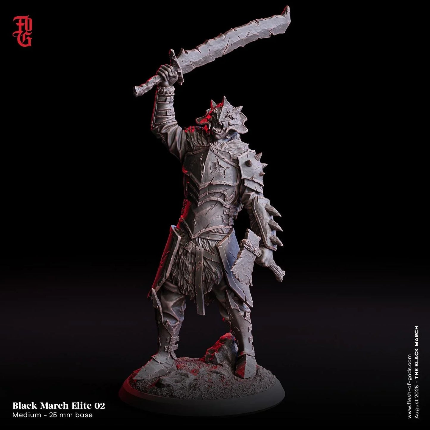 Black March Elite | Orc Fighter Miniature | 32mm Scale - Plague Miniatures