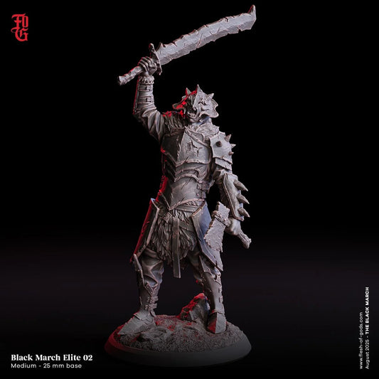Black March Elite | Orc Fighter Miniature | 32mm Scale - Plague Miniatures