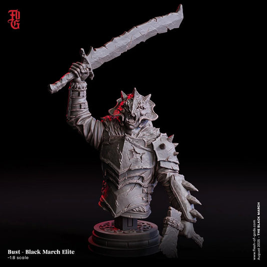 Black March Elite | Orc Fighter Resin Bust Statue - Plague Miniatures