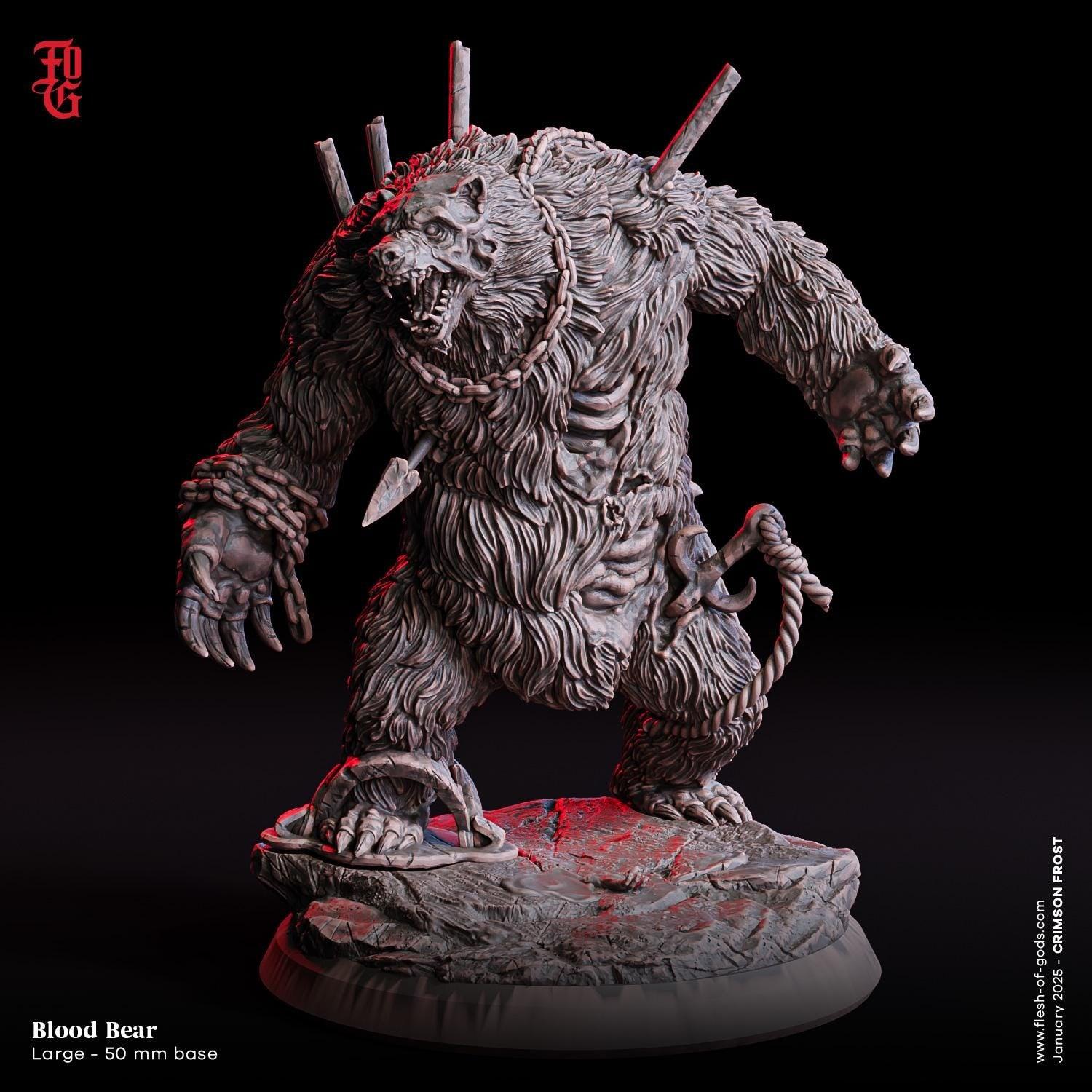 Blood Bear Miniature | Large Beast Monstrosity for DnD | 50mm Base - Plague Miniatures