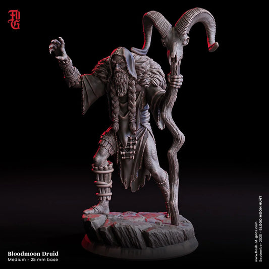 Bloodmoon Druid | Human Spellcaster Miniature | 32mm Scale - Plague Miniatures