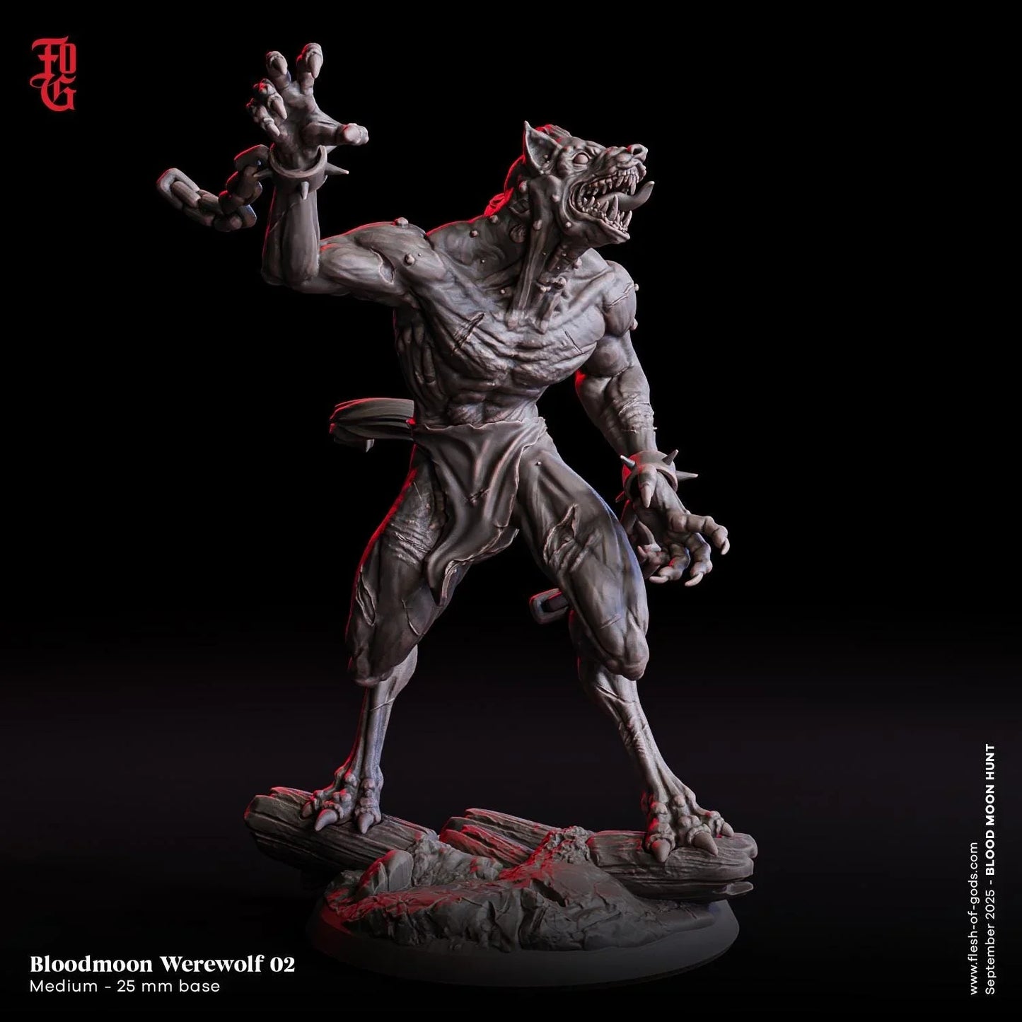 Bloodmoon Werewolf | Hybrid Wolf Monster Miniature | 32mm Scale - Plague Miniatures