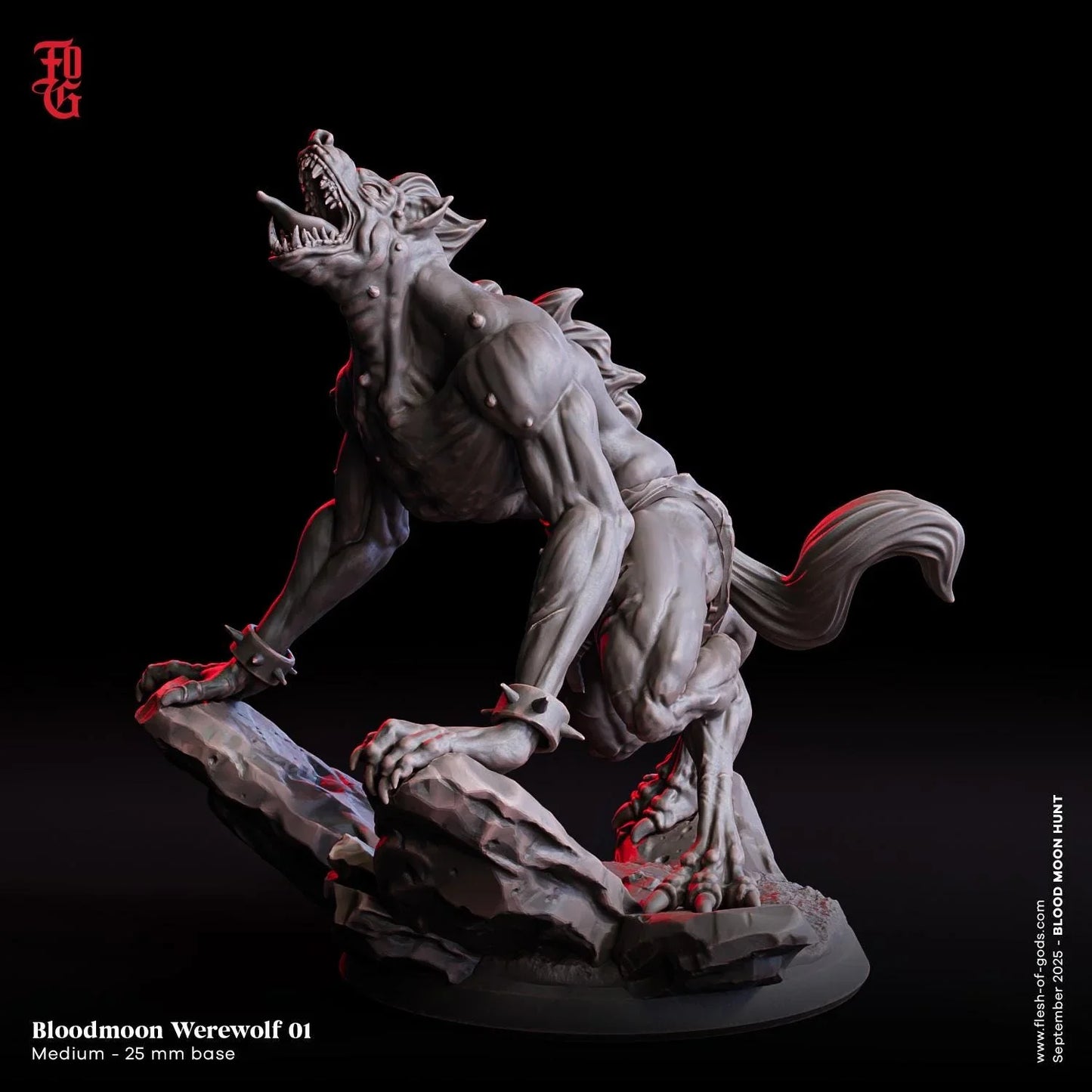 Bloodmoon Werewolf | Hybrid Wolf Monster Miniature | 32mm Scale - Plague Miniatures