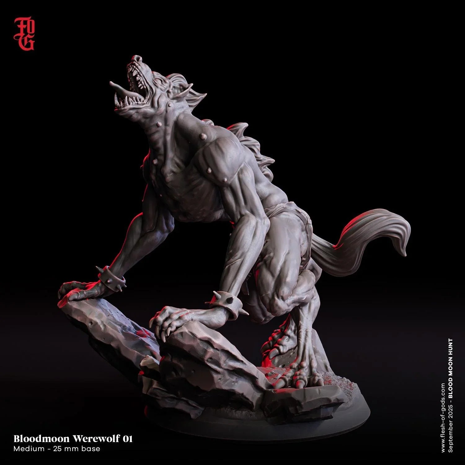 Bloodmoon Werewolf | Hybrid Wolf Monster Miniature | 32mm Scale - Plague Miniatures