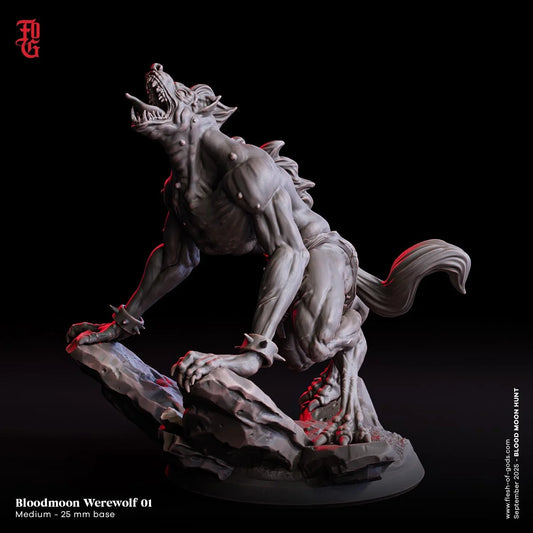 Bloodmoon Werewolf | Hybrid Wolf Monster Miniature | 32mm Scale - Plague Miniatures
