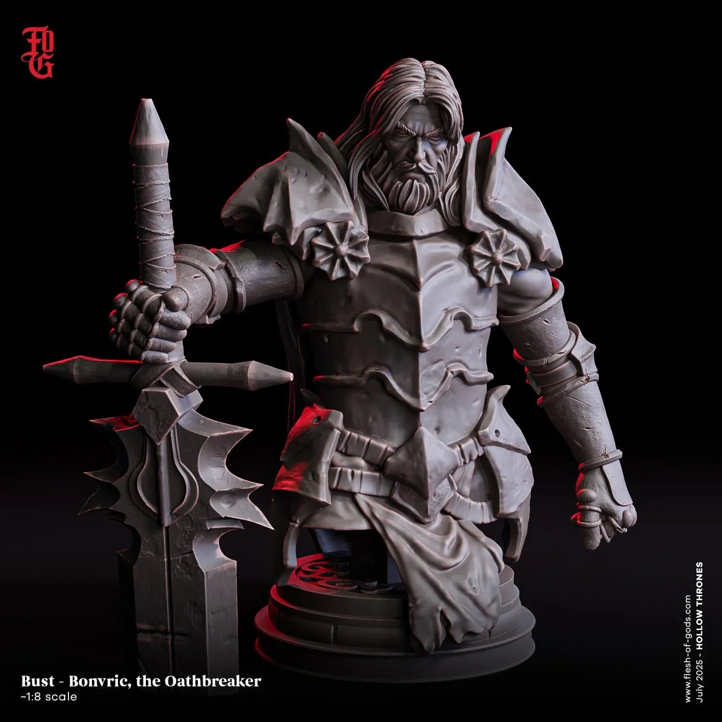 Bonvric, the Oathbreaker | Human Paladin Resin Bust Statue - Plague Miniatures